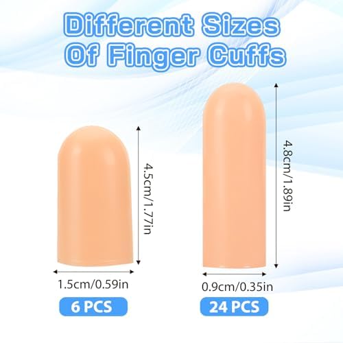 Reusable gel finger sleeves protecting fingertips from cracked skin and calluses