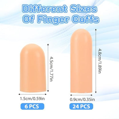 Reusable gel finger sleeves protecting fingertips from cracked skin and calluses