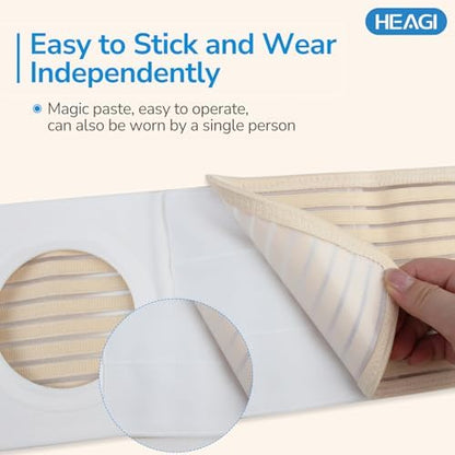 Heagimed medical ostomy belt for men and women laid flat to show full length and elasticity.
