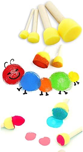 Assorted round sponge dabbing brushes and shovel tools from the premium preschool painting collection.