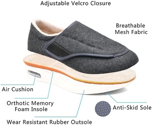 Youyun extra wide width sneakers for swollen feet in black.