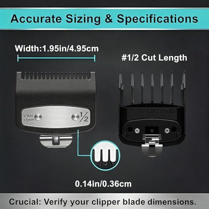 Close up view of the durable metal clip mechanism on the hair clipper attachment guide.