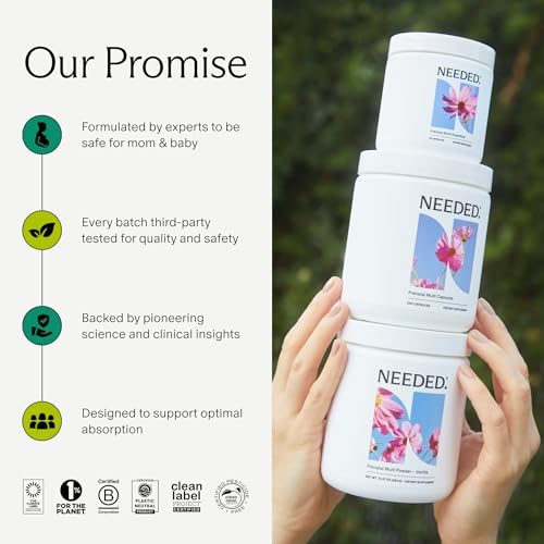Needed Prenatal Multivitamin bottle side angle with certified quality details