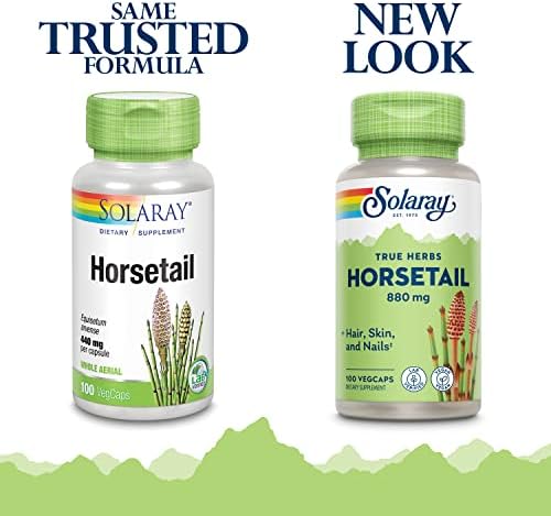 Solaray Horsetail 100 vegan capsules bottle label details
