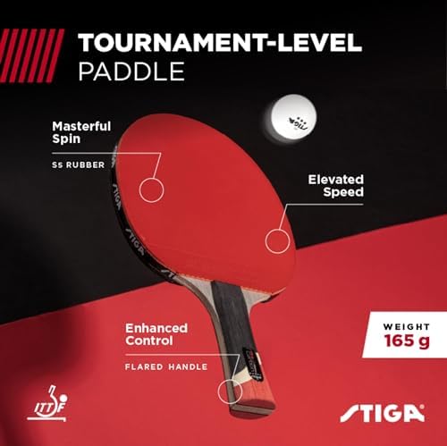 STIGA Pro Carbon performance table tennis paddle side profile highlighting the seven ply blade layer