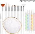 Ciwanning 22 piece nail art brush set with resin palette front view