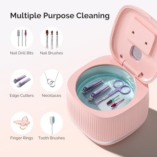 MelodySusie ultrasonic nail tool cleaner showing stainless steel interior