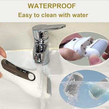 Detached water resistant grinding head of the YONGYAO pedicure device being rinsed under a clean stream of running water.