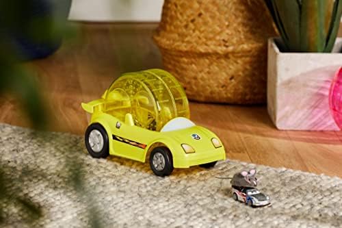 Hamster running inside the blue adjustable wheel of the Critter Cruiser