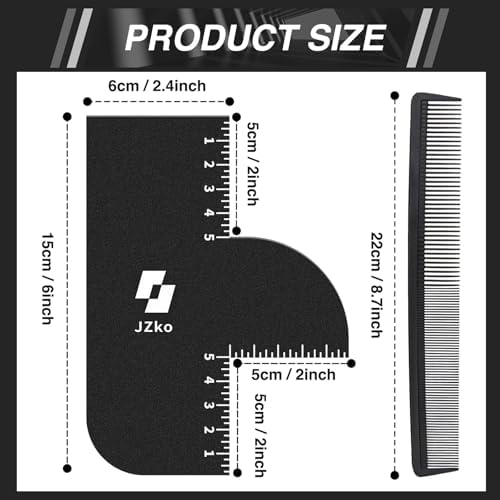 JZko barber enhancement card held against a mannequin head for precise beard shaping setup.