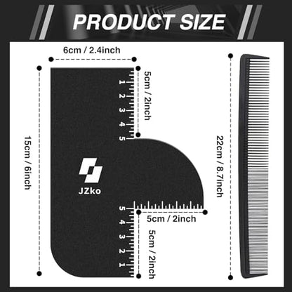 JZko barber enhancement card held against a mannequin head for precise beard shaping setup.