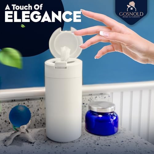 Gosnold wipe dispenser showing matte cream finish and durable base