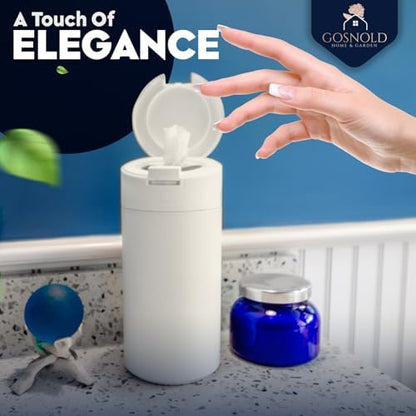 Gosnold wipe dispenser showing matte cream finish and durable base