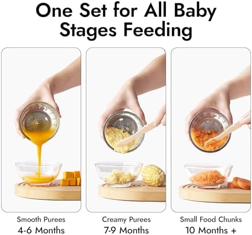 Small blender for baby food top view with the grinding disc attachment visible inside the glass bowl