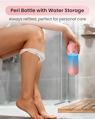 Pink 380ml manual bidet bottle with angled nozzle for postpartum care