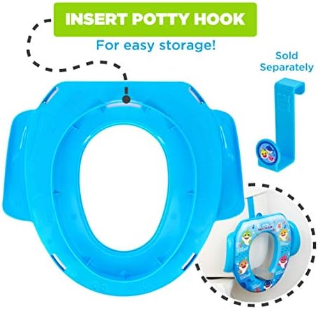 USA manufactured Nickelodeon toilet seat for kids showing the rear storage hook slot