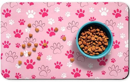 Zoeeya Absorbent Water Bowl Mats Paw Print Pattern