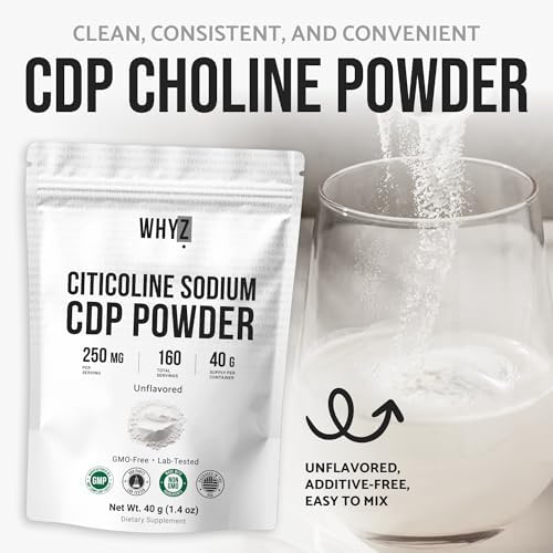 Pure unflavored CDP Choline powder for memory enhancement showing texture.