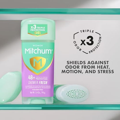 Mitchum women shower fresh scent deodorant stick pack of 2 placed together