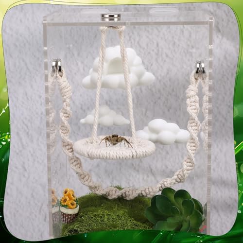 Jumping Spider Enclosure Accessories Kit 5 PCS - Include Cloud Platforms with Magnetic Mounting for Climbing, Feeding and Decorating, Natural Jumping Spider Rope Bridge Swings for Medium Spider Tanks - Image 5