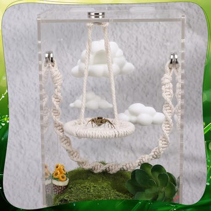 Jumping Spider Enclosure Accessories Kit 5 PCS - Include Cloud Platforms with Magnetic Mounting for Climbing, Feeding and Decorating, Natural Jumping Spider Rope Bridge Swings for Medium Spider Tanks - Image 5