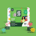 Side view of Hello Bello disposable toddler pull ups pack highlighting size recommendations and weight capacity.