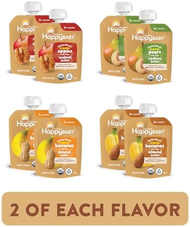 Happy Baby Stage two pear and cashew butter smooth puree pouch nutrition facts and clean ingredients