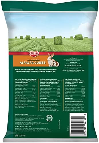 Kaytee Alfalfa Cubes 15 ounce package back packaging details