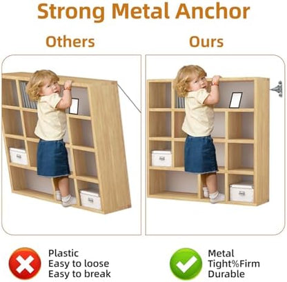 Detailed product dimensions of the stainless steel anti tilt wall fasteners for home hazard prevention.