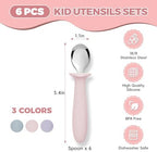 Close up of food grade silicone handle on the imported VITEVER children silverware