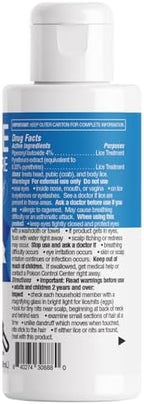 Side profile of Lice No More bottle showing volume and active ingredients
