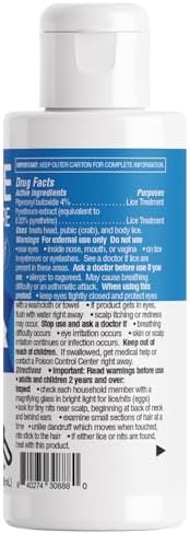 Side profile of Lice No More bottle showing volume and active ingredients