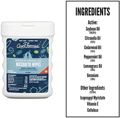 Portable Aunt Fannie's insect repellent canisters stored inside a travel bag for outdoor protection.