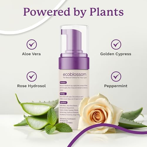 Authentic USA imported EcoBlossom foaming menstrual cup cleanser bottle.