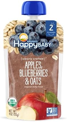 Close up of Happy Baby Organics organic fruit and oat puree texture