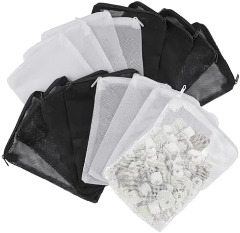 Okxiri extra fine mesh bag with plastic zipper closure filled with activated carbon pellets.