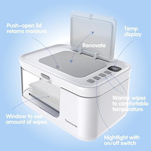 Side profile of Tenmonth diaper wipe warmer with 1.5 meter power cord