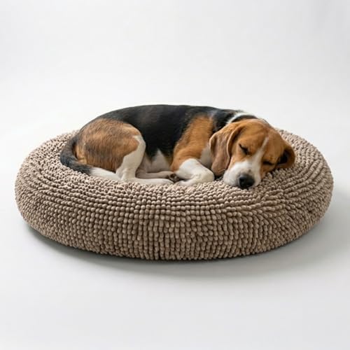 Muddy Mat(R)Cloud K-9 Bed for Dogs & Cats, Soft & Relaxing Donut Dog Bed, Chenille Material, Removable Cover, Washable & Dryer Safe-Beige Medium(35'x35') - Image 2