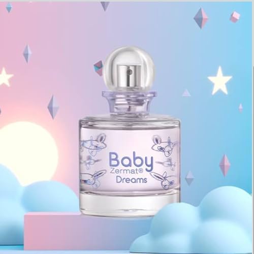 Zermat Baby Dreams gentle floral baby perfume packaging showing violet and almond scent ingredients