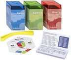 Moonjar retro tin bank set with the included transaction tracking passbook laid out on a table.