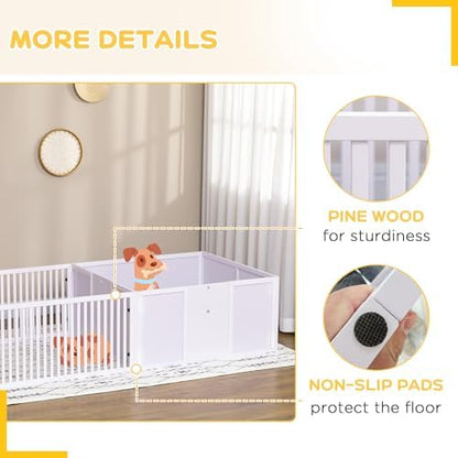 PawHut dog whelping box three adjustable entrance doors open