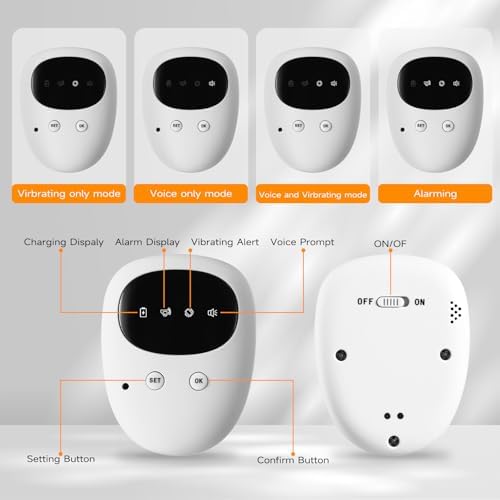 Elderly care incontinence alarm showing long range wireless receiver on nightstand