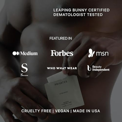 Close-up of PRIVATES intimate wipes ingredients highlighting aloe and hyaluronic acid