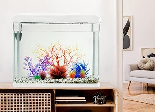 Full seven piece multicolor artificial plant collection package for home aquascaping design.