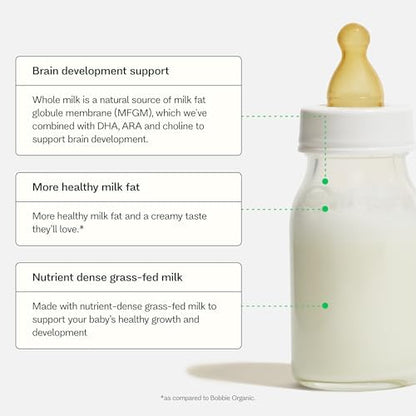 Bobbie USA imported baby formula packaging highlighting DHA ARA and iron content
