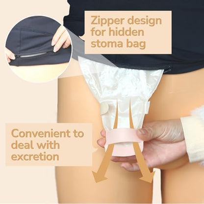 Internal pocket detailing of the premium colostomy wrap for men and women.