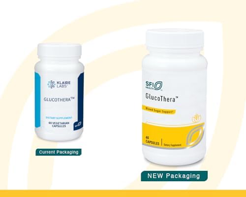 Side view of SFI Health GlucoThera showing complete supplement facts and precise nutrient dosages per capsule.