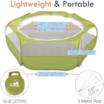 Pawaboo Small Animals Playpen, Waterproof Small Pet Cage Tent with Zippered Cover, Portable Outdoor Yard Fence with 3 Metal Rod for Chick/Kitten/Puppy/Guinea Pig/Rabbits/Hamster/Chinchillas,Green - Image 7