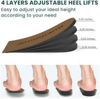 Adjustable height increasing insole layers separated to show one-fourth inch increments.