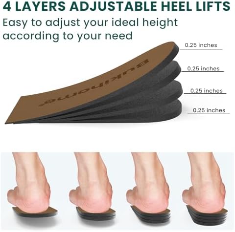Adjustable height increasing insole layers separated to show one-fourth inch increments.